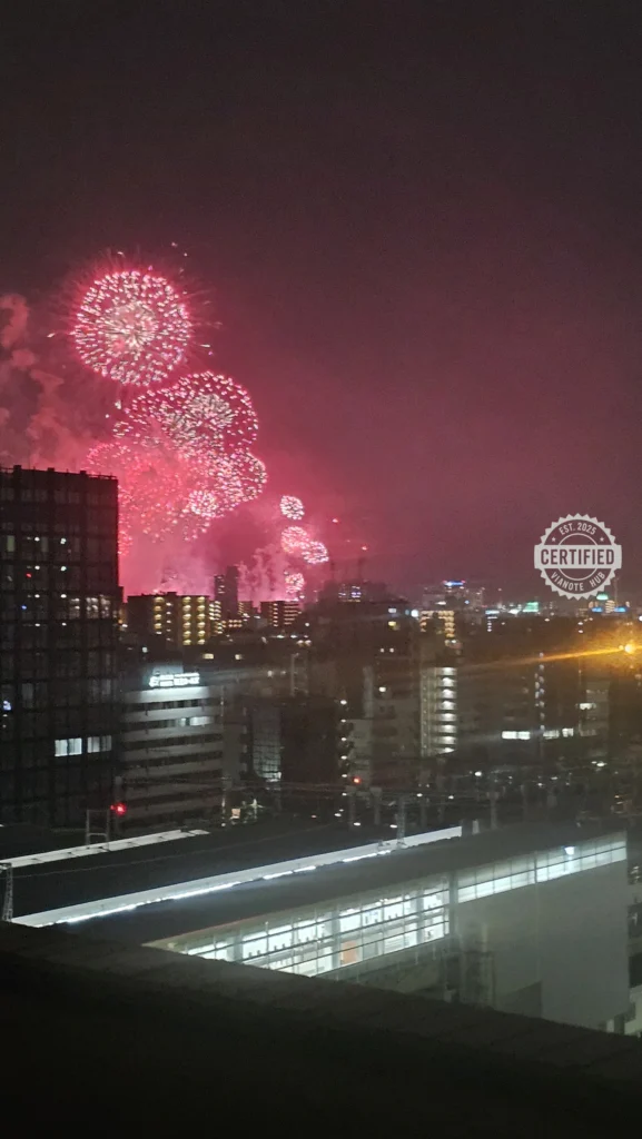 View of the fireworks from the room